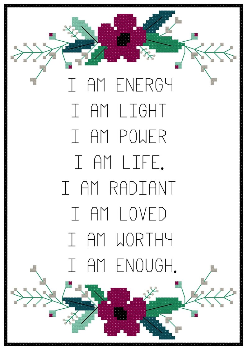 Je suis PDF Cross Stitch Pattern Affirmations pour 2022 image 3