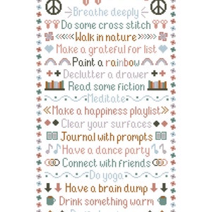 PDF Peace, Calm and Happiness Cross Stitch Pattern 2 colour palettes image 3