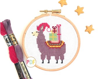 Christmas Llama PDF Cross Stitch Pattern - Instant Download