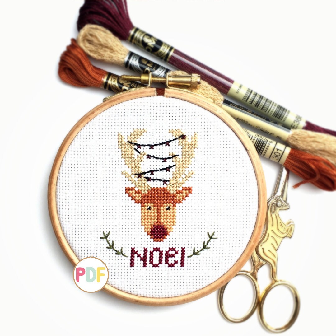 Christmas Reindeer PDF Cross Stitch Pattern - Instant Download - Etsy