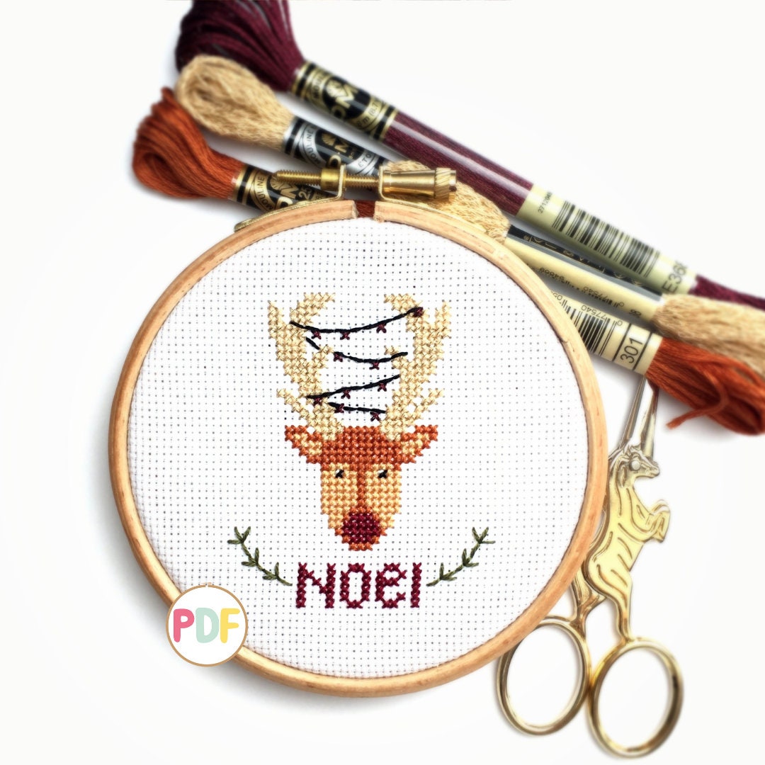 Christmas Reindeer PDF Cross Stitch Pattern - Instant Download - Etsy
