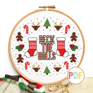 PDF Download - Deck The Halls Cross Stitch Pattern