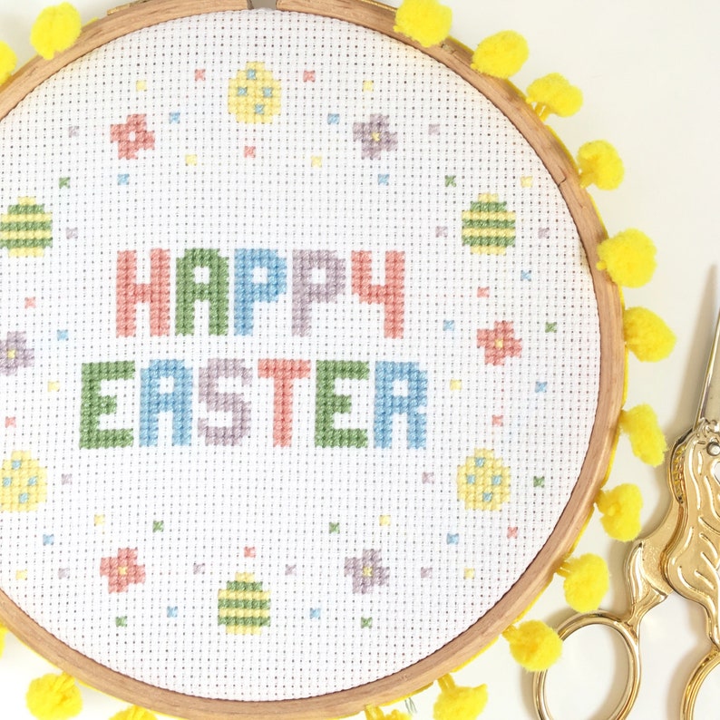 Happy Easter Cross Stitch PDF Pattern for Beginners - Modern, Fun and ...