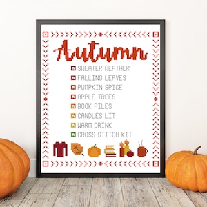 Lista di controllo autunnale PDF Schema punto croce