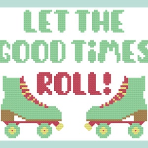 Roller Skate Cross Stitch Pattern PDF Download