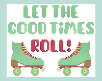 Roller Skate Cross Stitch Pattern PDF Download