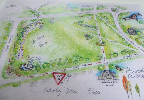 Harrogate Parkrun Map An Artists Impression Of The Weekly Route Round The Stray