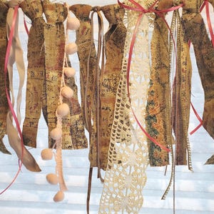 Shabby Chic Fabric Garland: Pink Lace, Boho Party Swag