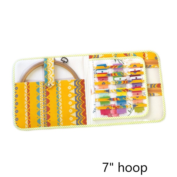 Yellow cross stitch organizer, floss organizer