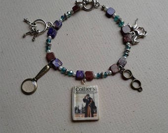 Sherlock Holmes "The Adventure of the Golden Pince-Nez" Beaded Charm Bracelet