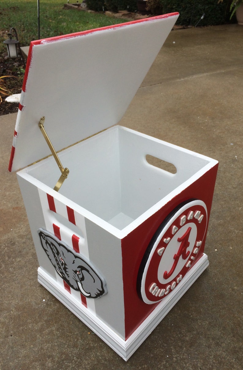 Alabama Crimson Tide inspired Storage Box Alabama Toy Box Etsy