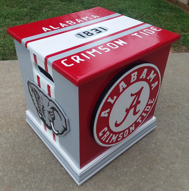 Alabama Crimson Tide inspired Storage Box Alabama Toy Box Etsy