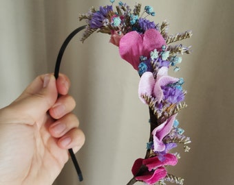 Lure-Stirnband. Gastblumen-Kopfschmuck. Konservierte Blumen. Kopfschmuck Blumen. Stirnband. Stirnband im Boho-Stil. Hochzeits-Kopfschmuck. Hochzeitsgast.