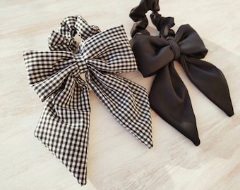 Coletero con Lazo Vichy Relleno Hair Bow Scrunchie. Coletero. Scrunchie. Accesorio para recogidos. HandMade. Padded. Regalo para Ella. Tail.