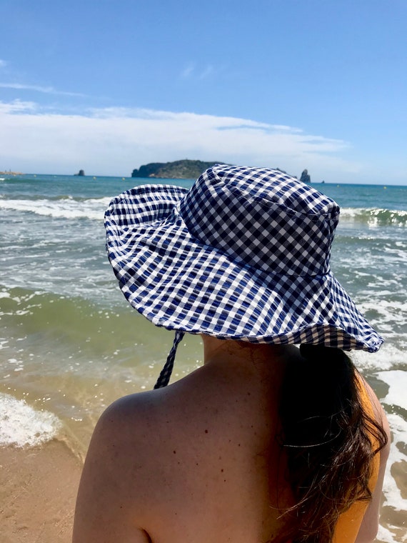 Maxi Bucket Hat Eli. Wide Brim. Vichy Fabric. Summer Wide Hat. Beach. -   Canada