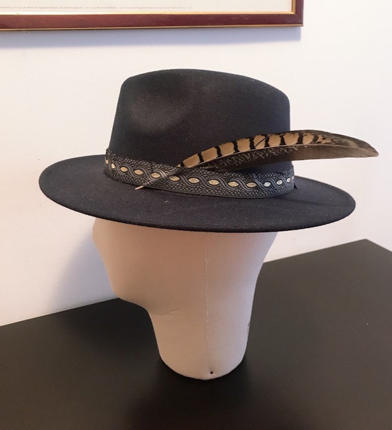 dark blue fedora hat