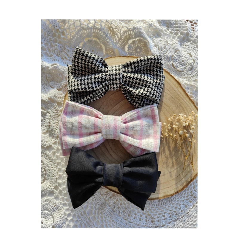 Hair Bow. Barrette. Barette Bow. Classic and elegant women, girls. Hair Clips. Gift for Her. Ties. Christmas Bows. Satin Negro