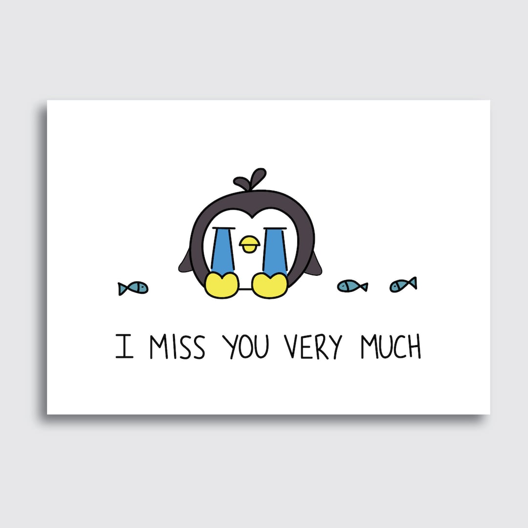 Printable Missing You A6 Cards - I Miss You Very Much - Cute Lonely ...