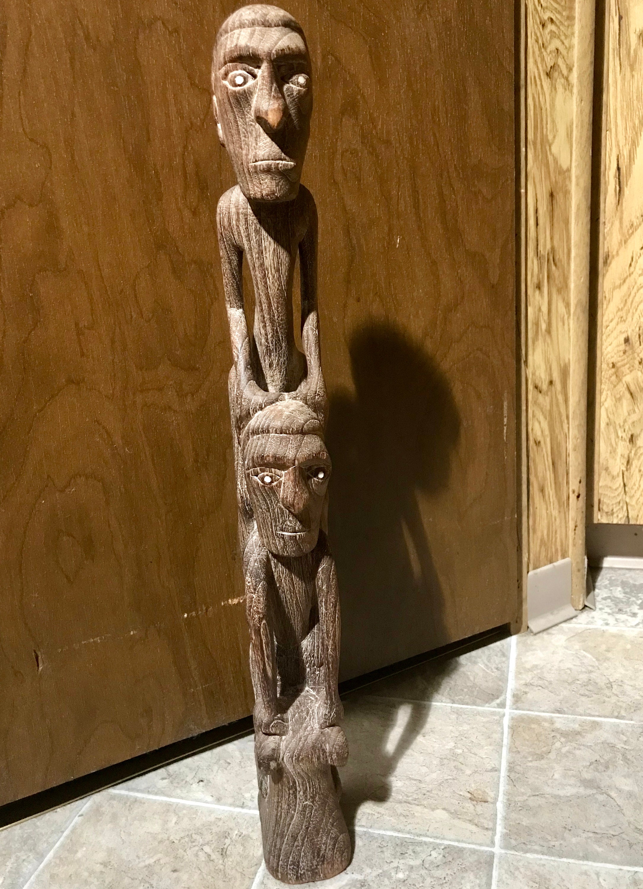 インドネシア・バリ島　木彫り　彫刻　男女 インドネシア バリ島 木彫の男女像