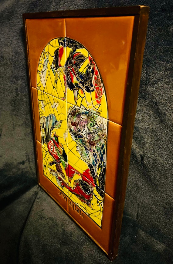 Naphtali After Marc Chagall 6 Painted & Glazed Ceramic Tiles 18.75