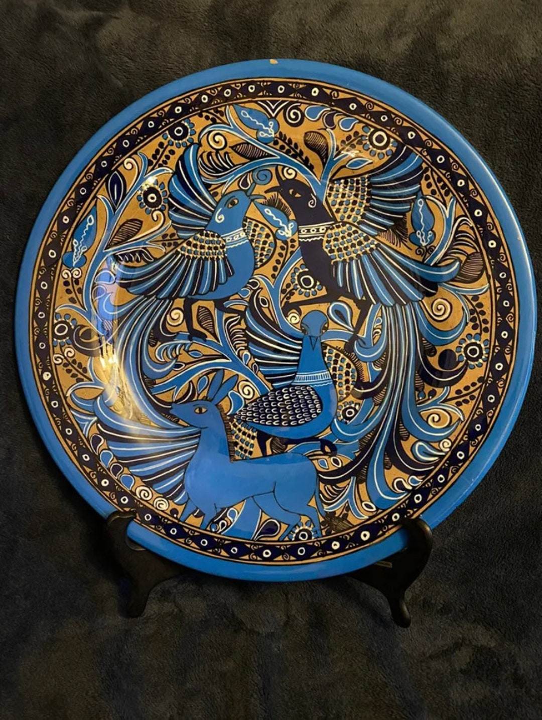 Vintage Tlaquepaque Jalisco Mexico Fantasia-ware Pottery Wall