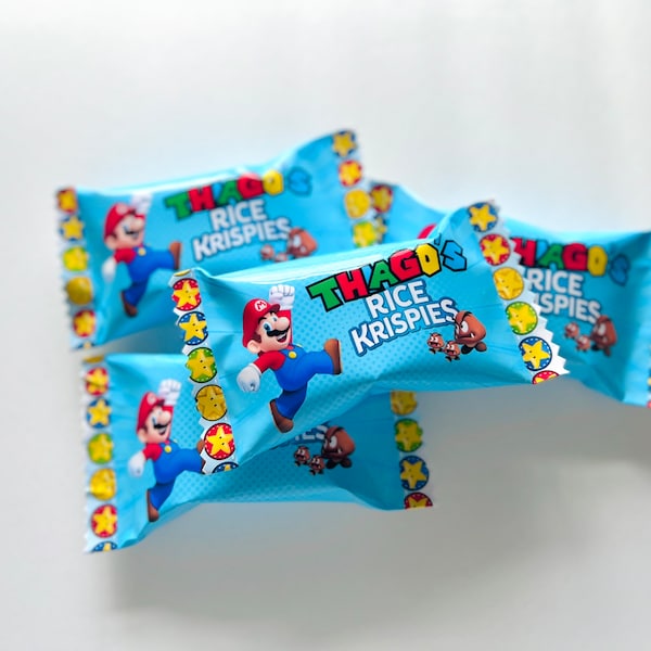 Rice Krispies treats,  Mario Rice Krispies treats,  Mario party favors, Mario party