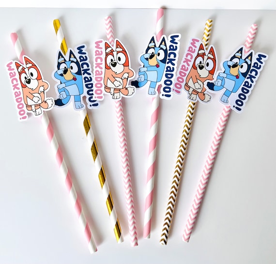 Bluey and bingo inspired straws | decoración para cumpleaños | party decor 