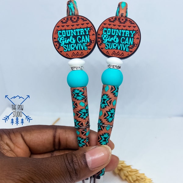 Country girls Can Survive|Country music fan pen| County lover pen| Cute office pens | Cowgirl gift ideas|Unique pen|Western pen|Aztec print