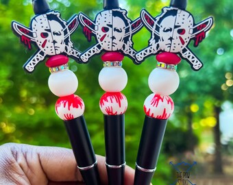 Horror Movie character Pens, Scary Halloween Pens, Scary Villain Pen, Horror Themed Silicone Pens, Halloween Gift for Horror Movie Junkie