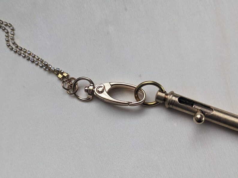 Gold Pen Necklace Ballpoint Pen on Rhinestone Chain Lanyard Etsy