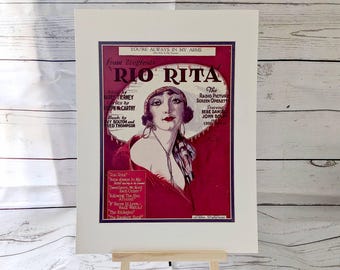 Rio Rita Notenkunst | 1929 Cover Print, Mit Passepartout 12x16