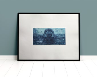 Original Radierung und Aquatint "Walk into the Sea"