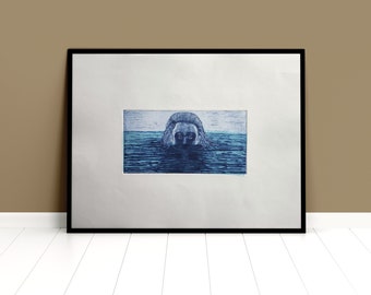 Original Radierung und Aquatint - "Walk into the sea"