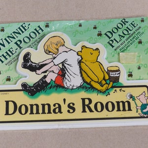 Vintage Winnie The Pooh GIRLS Bedroom Door Plaque Sign - HALLIGAN RABY Ltd / Disney Nursery Baby&#39;s Room / Beautiful Newborn Gift
