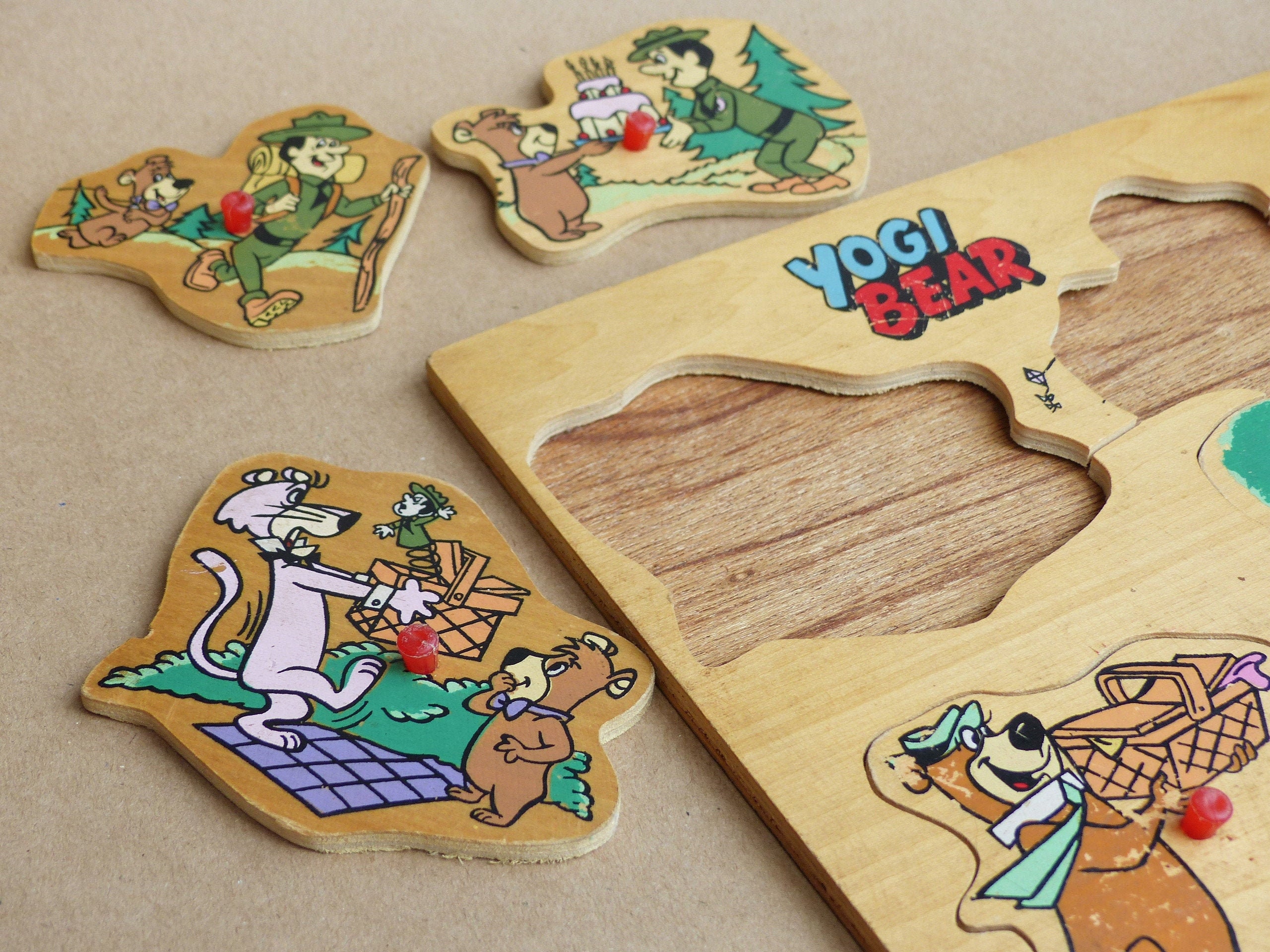 Vintage Yogi Bear Wooden Puzzle Toy - Hanna Barbera 1991 - Etsy