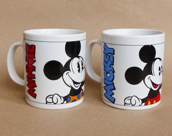 Tazze vintage Disney - Topolino e Minnie (set da 2) / Coloroll England / Ottima idea regalo