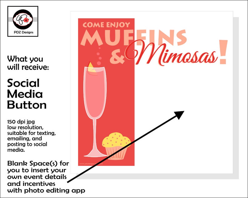 Muffins and Mimosas Bridal Shower Invitation Girls Night Etsy