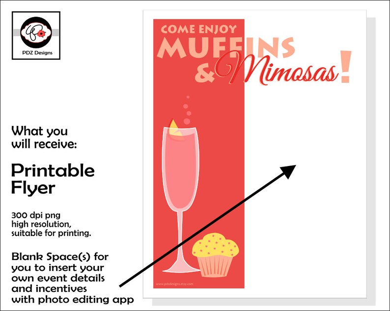 Muffins and Mimosas Bridal Shower Invitation Girls Night Etsy