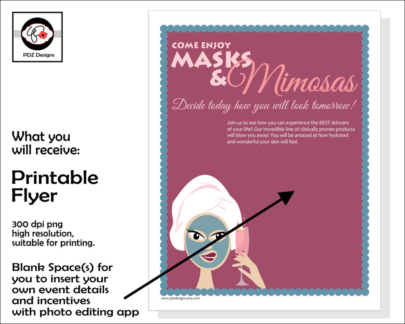 Masks and Mimosas Skincare Party Invitation Mini Facial Etsy