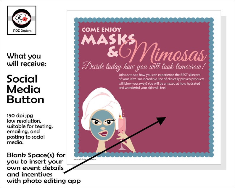 Masks and Mimosas Skincare Party Invitation Mini Facial Etsy
