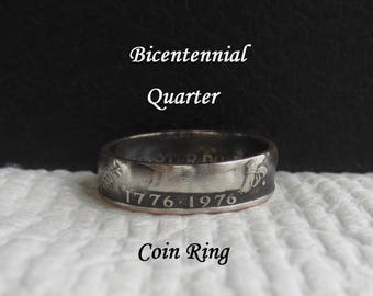 Bicentennial Quarter HANDMADE Coin Ring Special Year? Birthday/Anniversary