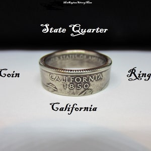 90% Silver California State &quot;Coin Ring &quot; with Velvet Gift Pouch