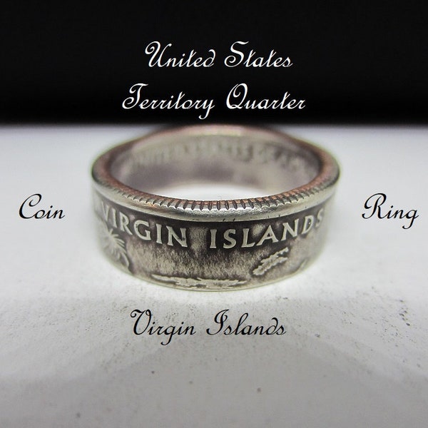 Virgin Islands "Coin Ring " with Velvet Gift Pouch-Your Choice of Copper or Silver Composition