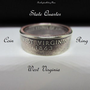 West Virginia "Coin Ring " with Velvet Gift Pouch-Your Choice of Copper or Silver Composition