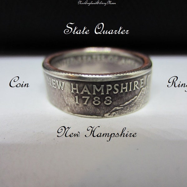 New Hampshire "Coin Ring " with Velvet Gift Pouch-Your Choice of Copper or Silver Composition