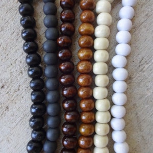 Double wrap long wooden beaded necklace image 3