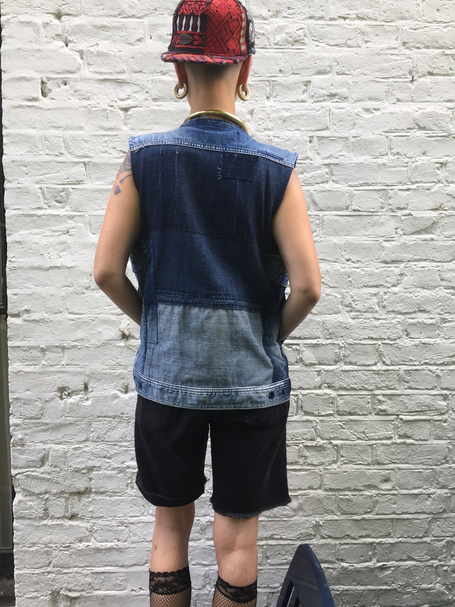 Sleeveless Patchwork Denim Jacket Etsy UK