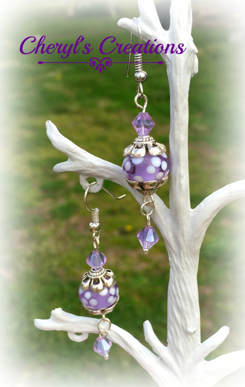 Lavender Glass Earrings image 2