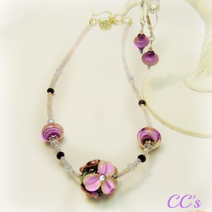 Flower Lampwork Choker set