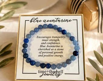 Natural Stone Bracelet Gemstone Stretch Blue Aventurine Jewelry Healing Crystal Gemstone Wrist Accessory Women Gift